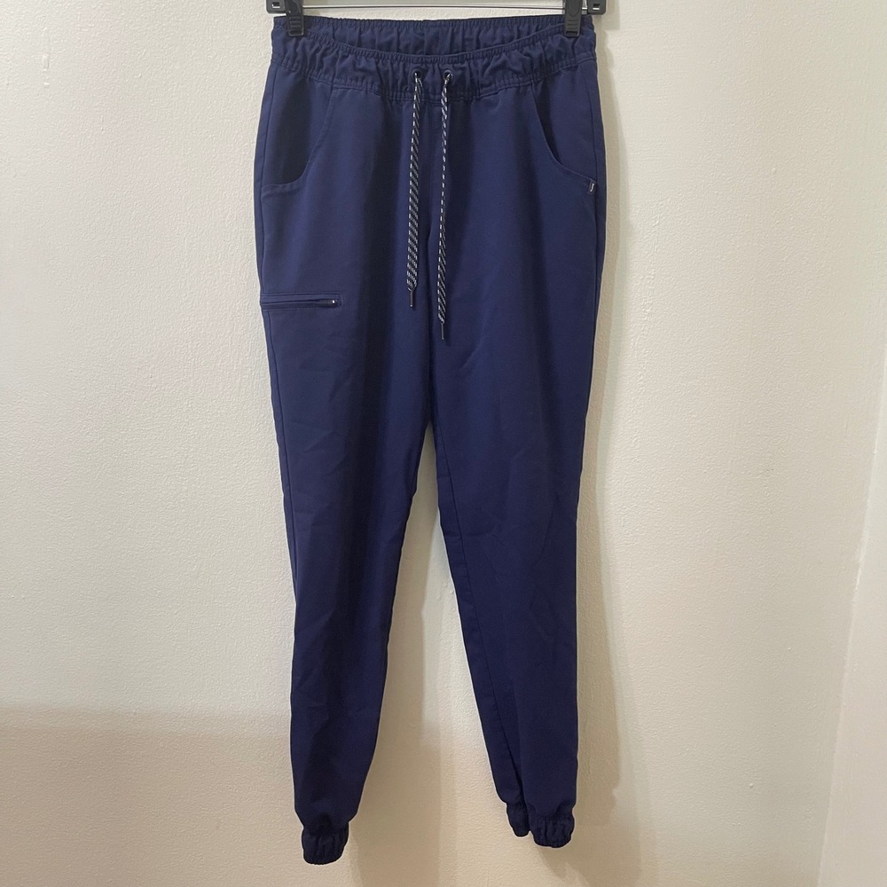 Jaanuu Womens Navy Blue Scrub Joggers J95124 Drawstring Cargo Pockets XS